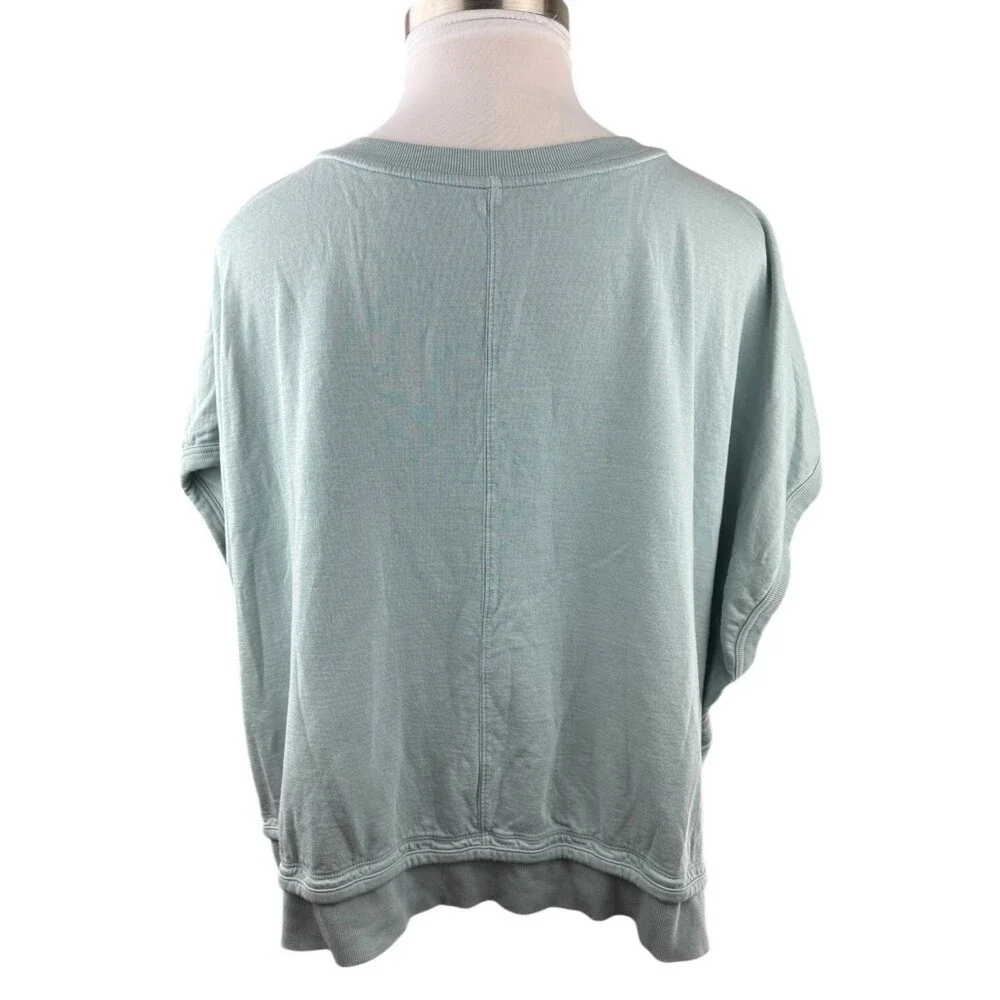 ✨2/$20 Athleta Sundown Shirred Pale Blue Pullover SS Sweatshirt Plus Size 3X - Picture 4 of 10